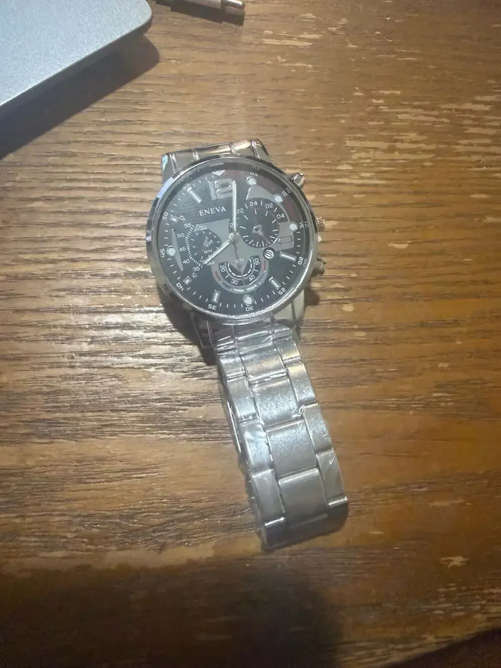 ENEVA Men's Analog Quartz Watch with Stainless Steel Strap